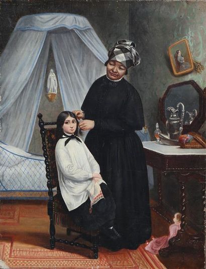 Ecole française vers 1850.
Servante coiffée...