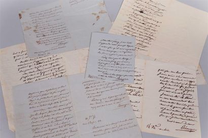 null Pierre jean de BERANGER (1780-1857). 7 lettres autographes signées, entre 1842...