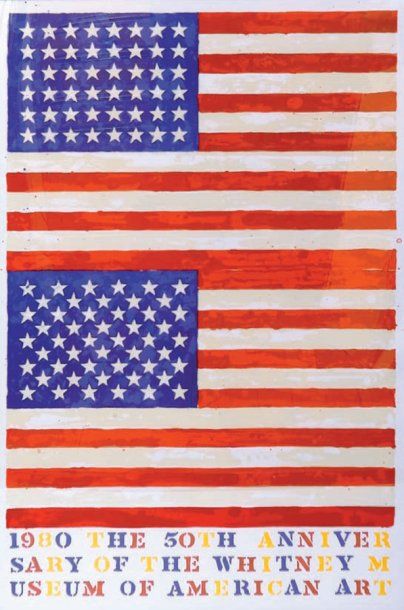 JASPER JOHNS (NÉ EN 1930) Th e double fl ag, 1980. Affi che. Lithographie sur papier...