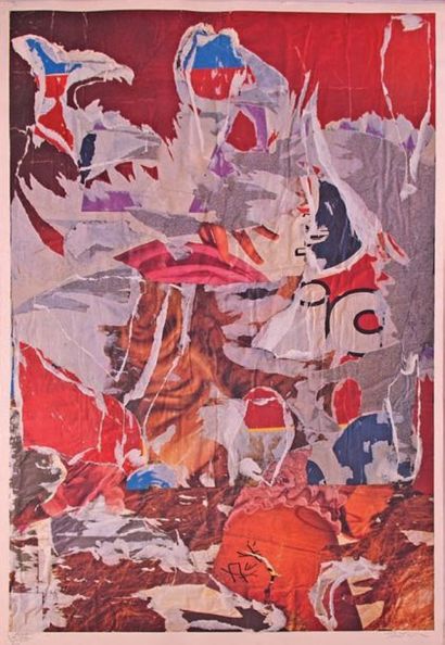 MIMMO ROTELLA (1918-2006) Multiple, 1991. Technique mixte, collage sur sérigraphie...