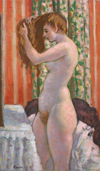 LIAUSU,Camille (1894-1975) « Nu à la coiffure » Huile sur panneau, signée en bas...