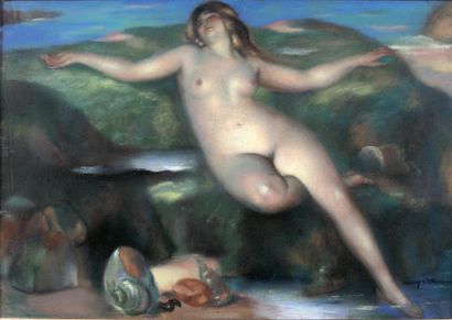 OTMANN Henri (1877-1927) Baigneuse Pastel signé en bas à droite 77 x 105 cm 