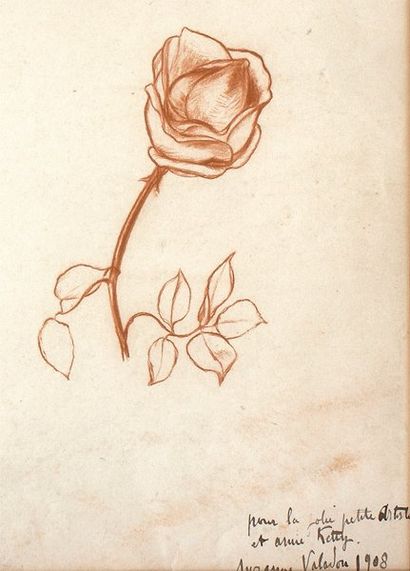 VALADON, Suzanne (1865-1938) « La rose » Sanguine, signée en bas à droite et datée...
