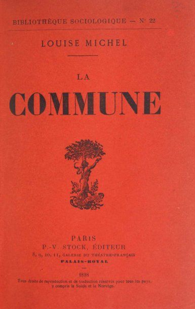 MICHEL (LOUISE). La Commune. 1 vol. in-8 relié ½ maroquin rouge, dos à nerfs daté...