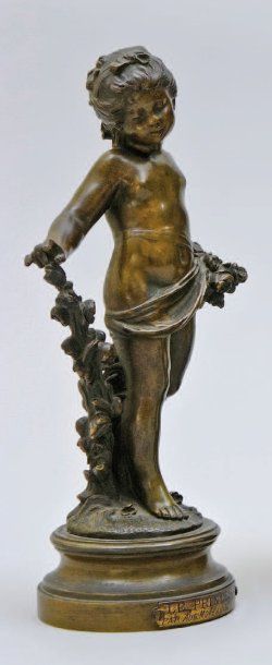 D'après Auguste MOREAU(1861-1906). « Le Printemps ». Sculpture en bronze à patine...