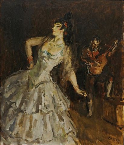 Marcel COSSON(1878 - 1956). « La danseuse de flamenco ». Huile sur panneau, signée...