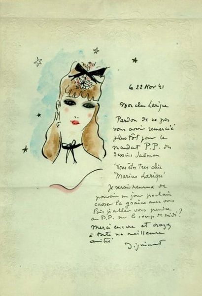DIGNIMONT André [Paris, 1891 - id., 1965], peintre et illustrateur français. Lettre...