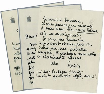 RASKY Marie-Madeleine de [Alger, 1897 - Paris, 1982], peintre de fleurs. Lettres...