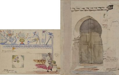 null Souvenir d'un café arabe, Tlemcen, 6 mai 1862, aquarelle, 16 x 21 cm, signée,...