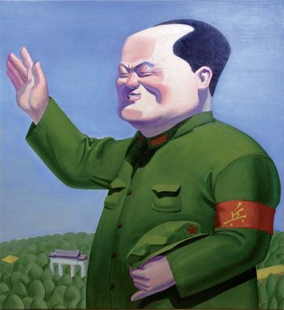 Quin Chang Quan. Né au xxe Mao, 2007. Acrylique sur toile, oeuvre unique signée et...