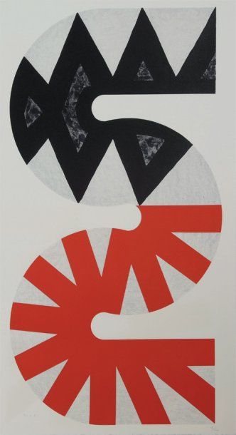 Kumi Sugai. (1919-1996) Sans titre, circa 1970. Lithographie en couleurs, épreuve...