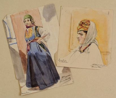 null Femme juive, Tlemcen, 5 mai 1862, aquarelle, 22 x 14,5 cm, signée, datée et...