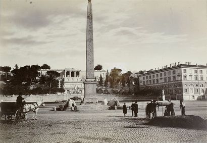 Carlo Ponti (1820-1893) Rome. Piazza del Popolo, c. 1865. Tirage albuminé, monté...