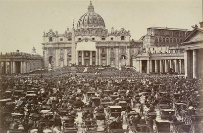 Gioacchino Altobelli (1825-1878) Bénédiction papale, Place Saint-Pierre. Rome, c....