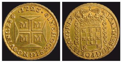 BRESIL. JEAN V (1706-1750). 20.000 Reis. Minas Gerais. 1725. Or. (Fr. 33). Or. Très...