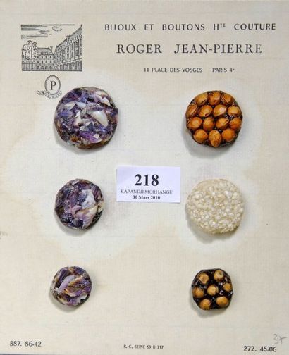 WEINGOTT pour ROGER JEAN PIERRE 6 Boutons rhodoïd incrusté. D. 24 à 39 mm.