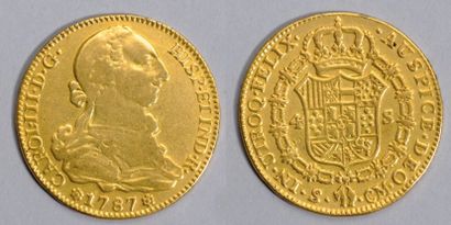  4 Escudos. Séville. 1787. (Fr. 285, C.411). Traces de monture. Presque Très Bea...