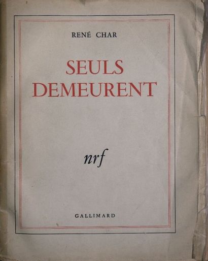 null CHAR (René). Seuls demeurent. Paris, Gallimard, 1945. In-4, broché (restaurations...