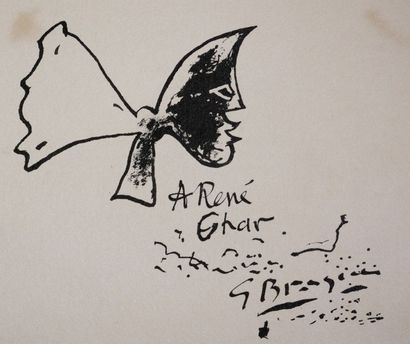 null [René Char] [George Braque]. BRAQUE. Carte de vœux datée 1970, dédicacée par...