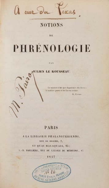 null LE ROUSSEAU (Julien). Notions de phrénologie. Paris, Librairie phalanstérienne,...