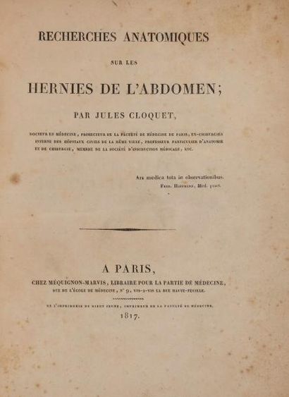 [Médecine]. CLOQUET (Jules-Germain). Recherches...