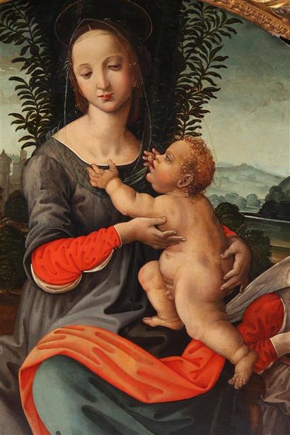  " TOMMASO " (actif à Florence fin du XVe - début du XVIe siècle). Vierge à l'Enfant...