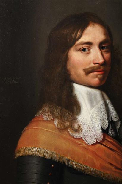  Wybrand Van GEEST (Leeuwarden 1592-1659). Portrait d'un gentilhomme en buste. Panneau...