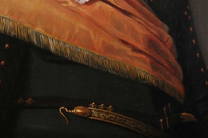 null Wybrand Van GEEST (Leeuwarden 1592-1659).
Portrait d'un gentilhomme en buste.
Panneau...