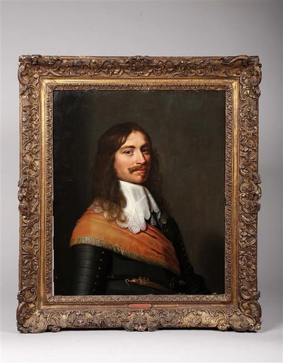 null Wybrand Van GEEST (Leeuwarden 1592-1659).
Portrait d'un gentilhomme en buste.
Panneau...