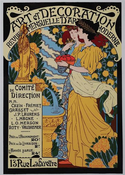 null [Art nouveau]. PLAQUE ÉMAILLÉE "ART ET DÉCORATION".
Plaque émaillée pour la...