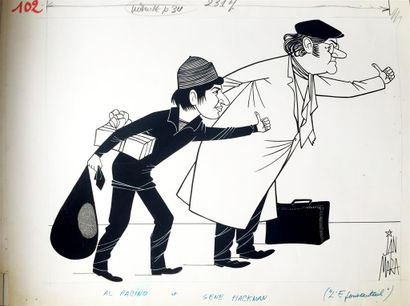 null [Caricature]. CINÉMA AMÉRICAIN.
MARA Jan (pseud. de Jean Malavergne) (1912-1992).
35...