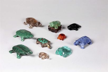 null Dix tortues en cristal de roche, agate et pierres dures.
Travail moderne.
(Une...