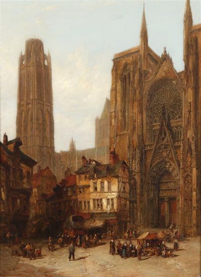 null Lewis John WOOD (Londres, 1813-1901).
Vue de la cathédrale de Rouen depuis la...