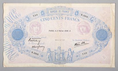 null Album de billets de banques comprenant :
-4 x 5 Francs violet (dont 1 x 1918,...