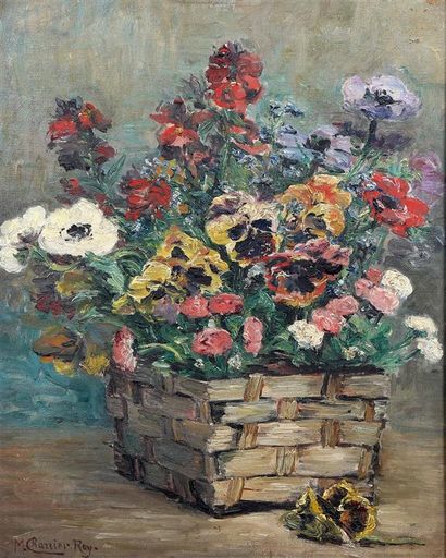 null Marguerite CHARRIER-ROY (1870-1964).
Fleurs dans un panier.
Huile sur toile...
