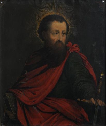 null ÉCOLE FLAMANDE du XVIIe siècle.
Saint Paul.
Huile sur cuivre.
D. : 25,5 × 21,3...