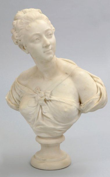 ÉCOLE FRANÇAISE DU XIXe SIÈCLE « Portrait en buste d'une jeune femme, la tête tournée...