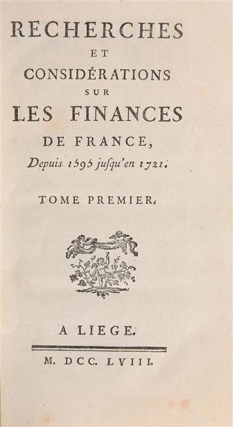 null [VÉRON DE FORBONNAIS (François)]. Recherches et considérations sur les finances...