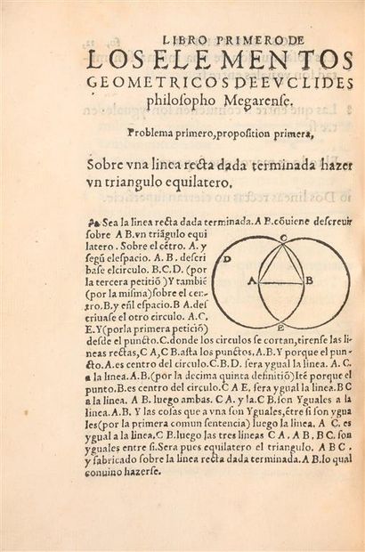 null [Livre du XVIes.]. EUCLIDE. Los seis libros primeros de la geometria de Euclides....