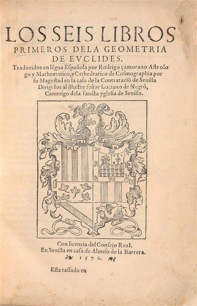  [Livre du XVIes.]. EUCLIDE. Los seis libros primeros de la geometria de Euclides....