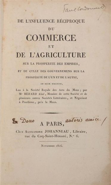 null BÉRARD. De l'Influence réciproque du commerce et de l'agriculture sur la prospérité...