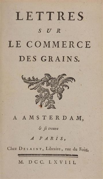 null MIRABEAU (Victor Riqueti de). Lettres sur le commerce des grains. À Amsterdam...