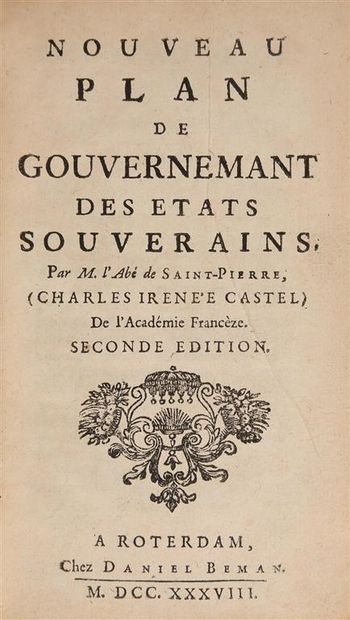 null SAINT-PIERRE (Charles-Irénée Castel de). Nouveau plan de gouvernemant des États...