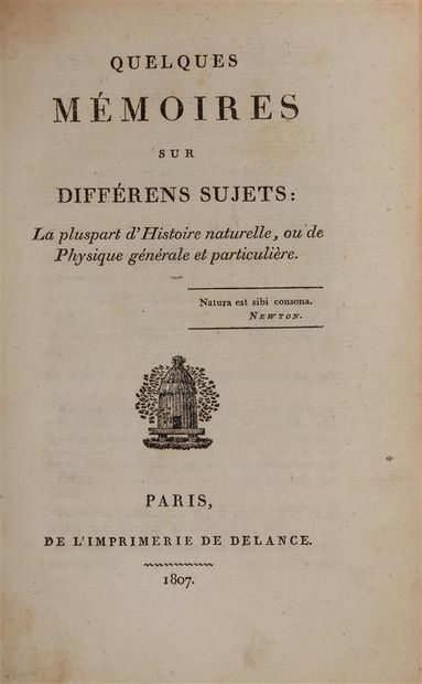 null [DUPONT DE NEMOURS (Pierre-Samuel)]. Quelques mémoires sur différens sujets...