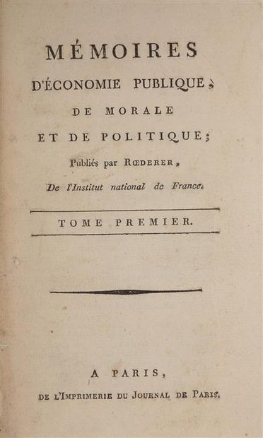 null [SAY] [Consulat] [Economie]. Recueil d'économie politique. Paris, 1799-1823,...