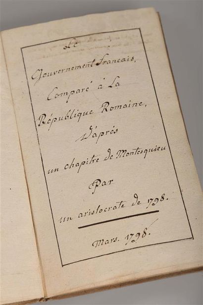 [Manuscrit]. Le Gouvernement français, comparé...