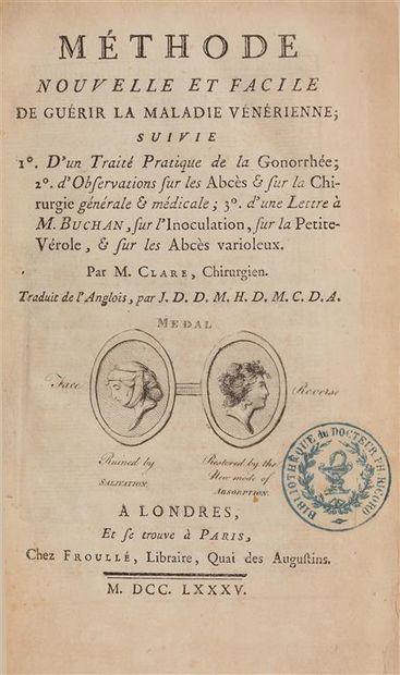 null [Maladies vénériennes]. Lot de 5 ouvrages du XVIIIe siècle, provenant de la...