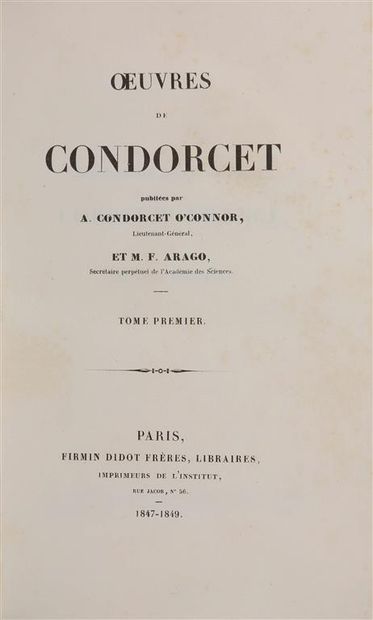 null CONDORCET (Jean-Antoine-Nicolas Caritat de). OEuvres publiées par A. Condorcet...