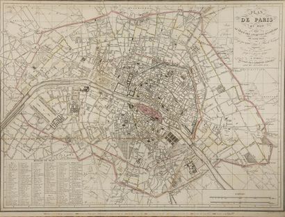 null ACHIN. Plan de Paris en 1829 avec le tracé des anciennes enceintes de cette...