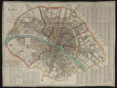 null Plan de Paris divisé en 12 arrondissemens. Paris, Lécrivain, 1820. Plan gravé...